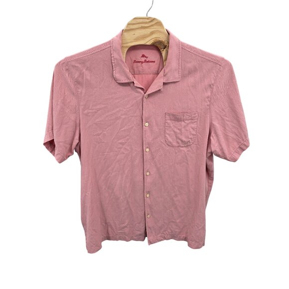Tommy Bahama Men's 2XLT Pink Short Sleeve Button-Up Shirt Salmon - Picture 2 of 4
